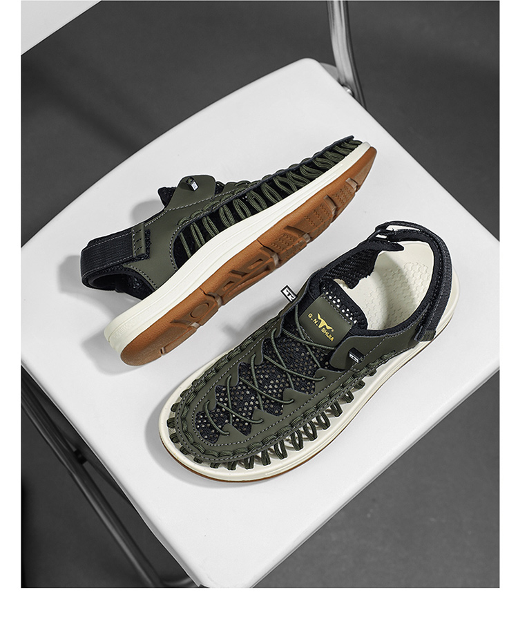 Men's Summer Woven Trekking Sandals - Green